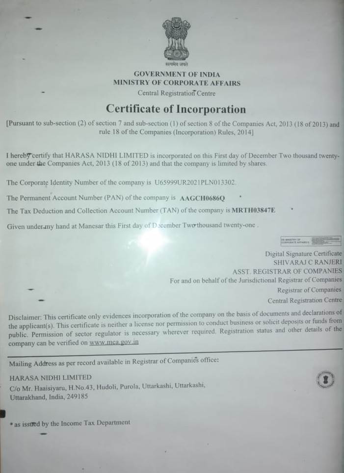 Certificate of Incorporation